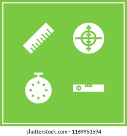 accuracy icon. 4 accuracy vector set. timer, ruler, aim and level icons for web and design about accuracy theme