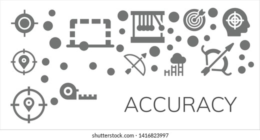 accuracy icon set. 11 filled accuracy icons.  Simple modern icons about  - Target, Goal, Archery, Newton cradle, Measuring tape