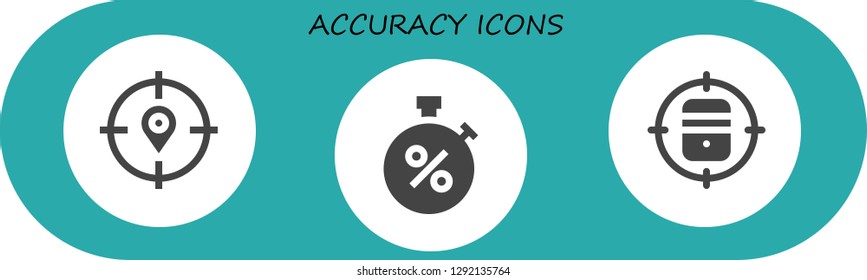  accuracy icon set. 3 filled accuracy icons. Simple modern icons about  - Target, Stopwatch
