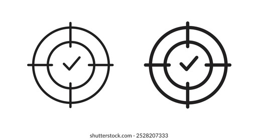 Ícone de precisão nos estilos sólido e traçado.