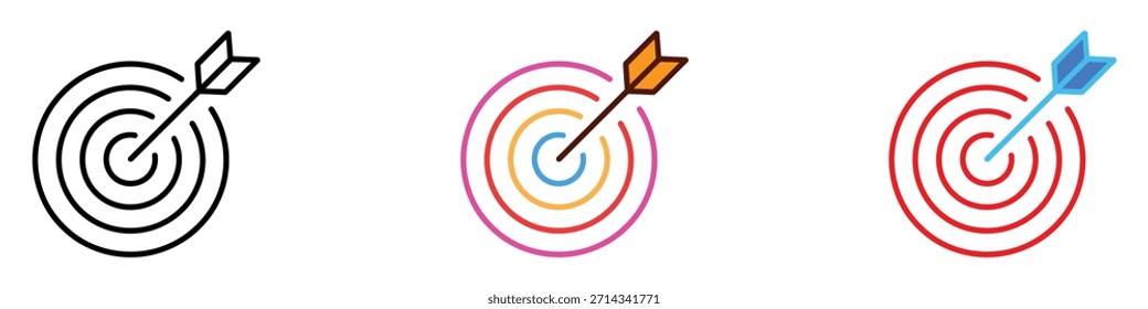 Vector de icono de precisión. logro de objetivos, precisión, éxito, estrategia y Ilustración vectorial de precisión.