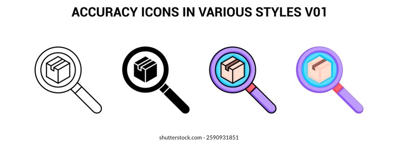 Accuracy icon visualized simply Line, Filled, Color, Flat style.