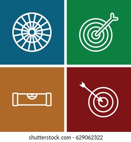 Accuracy icons set. set of 4 accuracy outline icons such as level ruler, target