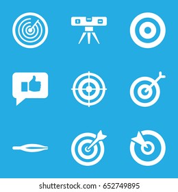 Accuracy icons set. set of 9 accuracy filled icons such as tweezers, level ruler, target
