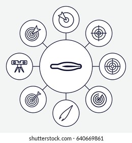 Accuracy icons set. set of 9 accuracy outline icons such as tweezers, level ruler