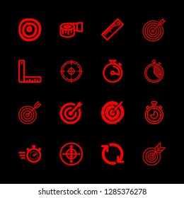 accuracy icons set with aim, stopwatch and chronometer vector set