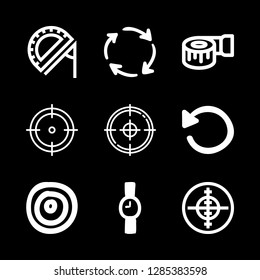 accuracy icons set with protractor, circular arrows and measuring tape vector set