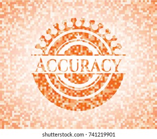 Accuracy orange mosaic emblem with background