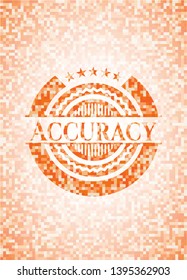 Accuracy orange tile background illustration. Square geometric mosaic seamless pattern with emblem inside.