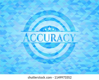 Accuracy realistic sky blue emblem. Mosaic background