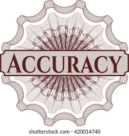 Accuracy written inside a money style rosette