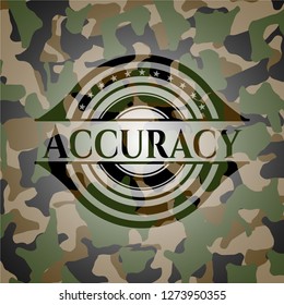 Accuracy written on a camouflage texture