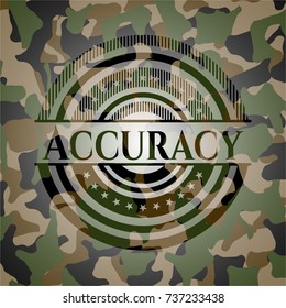 Accuracy written on a camouflage texture