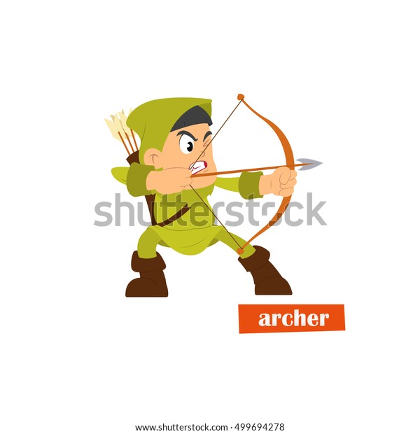 Accurate Archer Aiming Strong Bow Vector Stock Vector Royalty Free