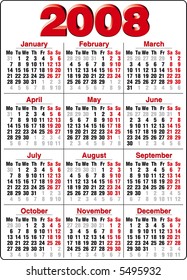 Accurate Calendar for 2008 year