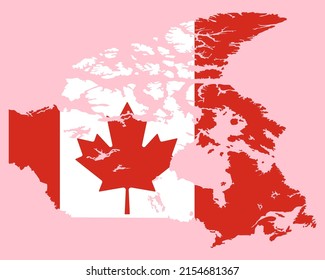 Accurate country map with flag. Flag of Canada throughout the country. Canada Day. Feast of the first of July. Vector best premium illustration.