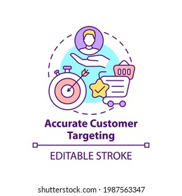 Accurate customer targeting concept icon. Open innovation benefit idea thin line illustration. Reaching clients interested in business. Vector isolated outline RGB color drawing. Editable stroke