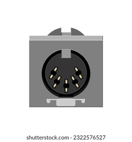 An accurate and detailed representation of a 5-pin female MIDI connector, commonly used in musical instruments and audio equipment for MIDI communication