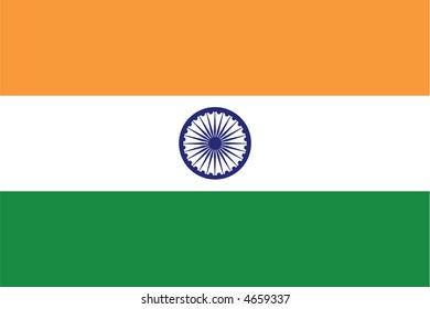 Accurate flag of India in terms of colours, size, proportion, and placement of elements.