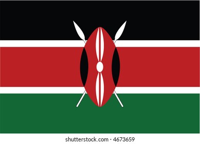 Accurate flag of Kenya in terms of colours, size, proportion, and placement of elements