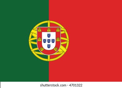 Accurate flag of Portugal in terms of colours, size, proportion, and placement of elements