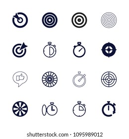 Accurate icon. collection of 16 accurate filled and outline icons such as dart, target, stopwatch. editable accurate icons for web and mobile.