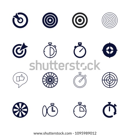 Accurate icon. collection of 16 accurate filled and outline icons such as dart, target, stopwatch. editable accurate icons for web and mobile.