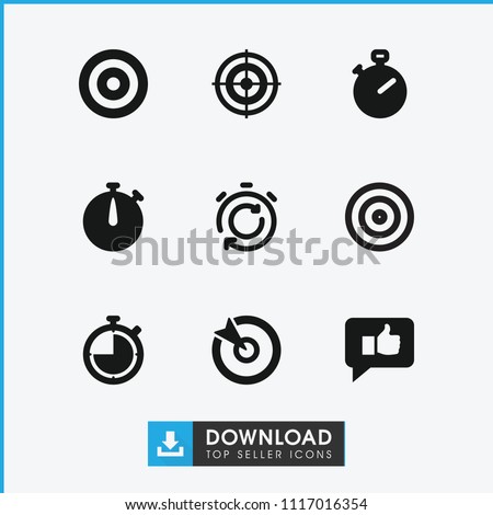 Accurate icon. collection of 9 accurate filled icons such as stopwatch, target. editable accurate icons for web and mobile.