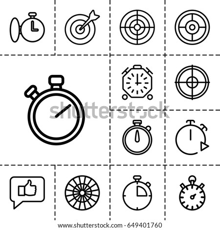 Accurate icon. set of 13 outline accurate icons such as target, stopwatch, dart