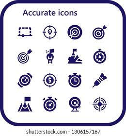 accurate icon set. 16 filled accurate icons.  Collection Of - Goal, Target, Stopwatch, Watch, Dart