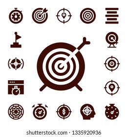 accurate icon set. 17 filled accurate icons.  Simple modern icons about  - Stopwatch, Goal, Target, Chronometer, Dart board, Dartboard, Center alignment