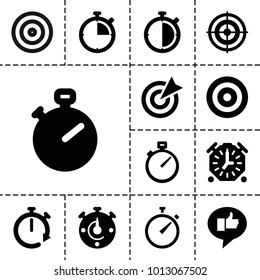 Accurate icons. set of 13 editable filled accurate icons such as stopwatch, target