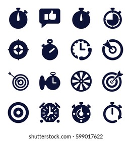 accurate icons set. Set of 16 accurate filled icons such as target, stopwatch, thumb up