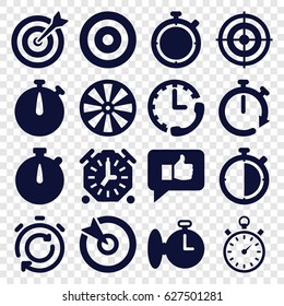 Accurate icons set. set of 16 accurate filled icons such as stopwatch, target, thumb up