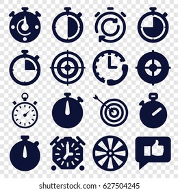 Accurate icons set. set of 16 accurate filled icons such as target, stopwatch, thumb up