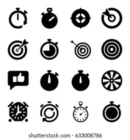 Accurate icons set. set of 16 accurate filled icons such as target, stopwatch, thumb up