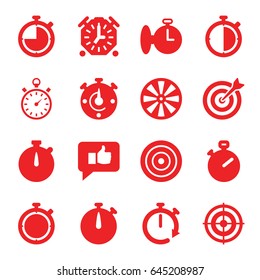 Accurate icons set. set of 16 accurate filled icons such as stopwatch, target, thumb up