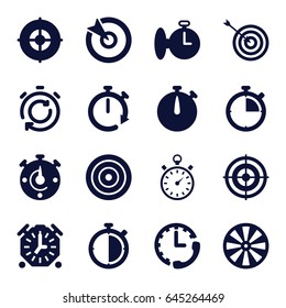 Accurate icons set. set of 16 accurate filled icons such as target, stopwatch