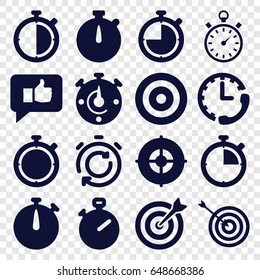 Accurate icons set. set of 16 accurate filled icons such as target, stopwatch