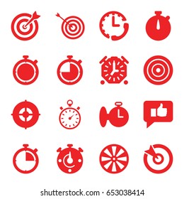 Accurate icons set. set of 16 accurate filled icons such as target, stopwatch, thumb up