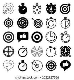 Accurate icons. set of 25 editable filled and outline accurate icons such as target, stopwatch
