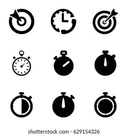 Accurate icons set. set of 9 accurate filled icons such as stopwatch