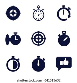 Accurate icons set. set of 9 accurate filled icons such as stopwatch, target