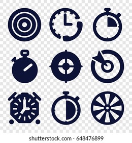 Accurate icons set. set of 9 accurate filled icons such as target, stopwatch