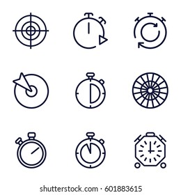 accurate icons set. Set of 9 accurate outline icons such as target, stopwatch