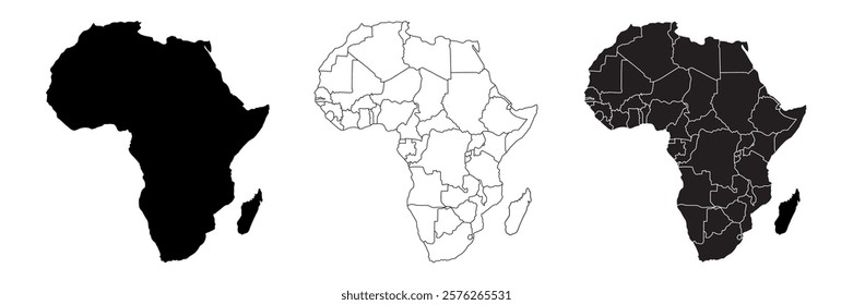 Accurate map of the African continent in high resolution with the borders of States.Africa map.