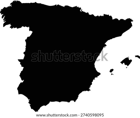 Accurate Real-World Map Silhouette of Spain

High-detail silhouette map of Spain with accurate borders. Editable EPS vector illustration ideal for European geography, travel design, and infographics.