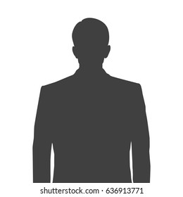 Accurate silhouette of a man for profile picture. Grey silhouette of a man waist-deep with a neat hairstyle on white background.