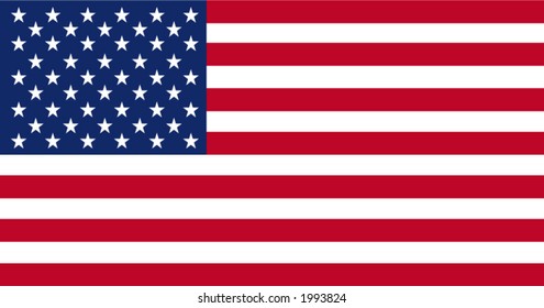 Accurate vector drawing of the flag of United States in terms of scale, size, colour, and size of the elements.