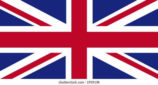 Accurate vector drawing of United Kingdom's flag in terms of size, colour, and scale.